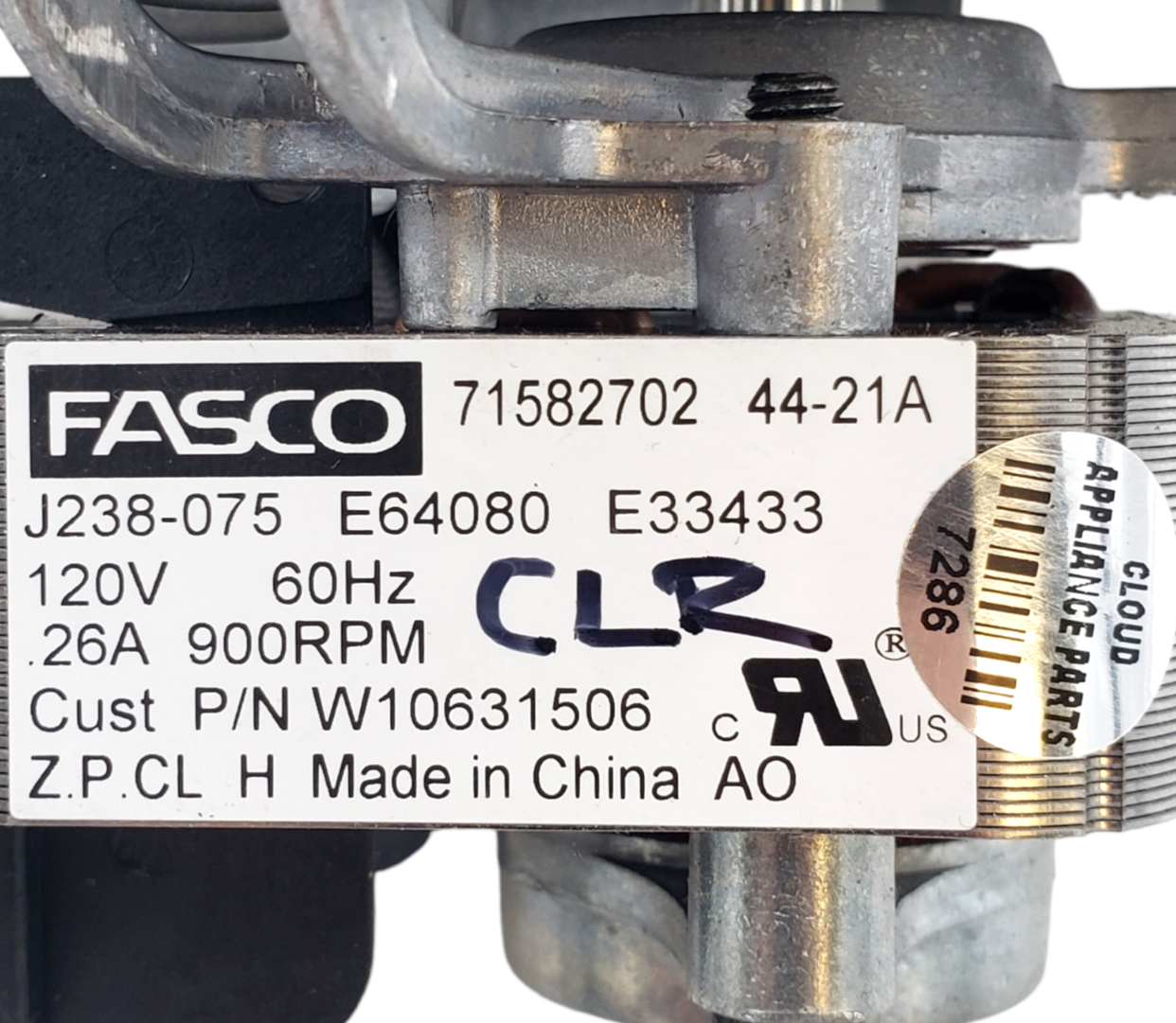 New Whirlpool Range Fan Motor W10631506 **Same Day Shipping & 60 Days Warranty**