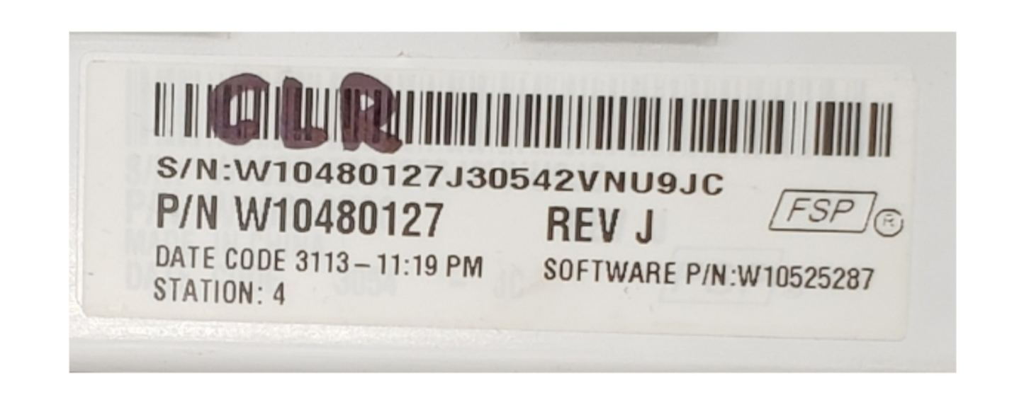 Genuine Whirlpool Washer Control W10480127 Same Day Shipping & *60 Days Warranty