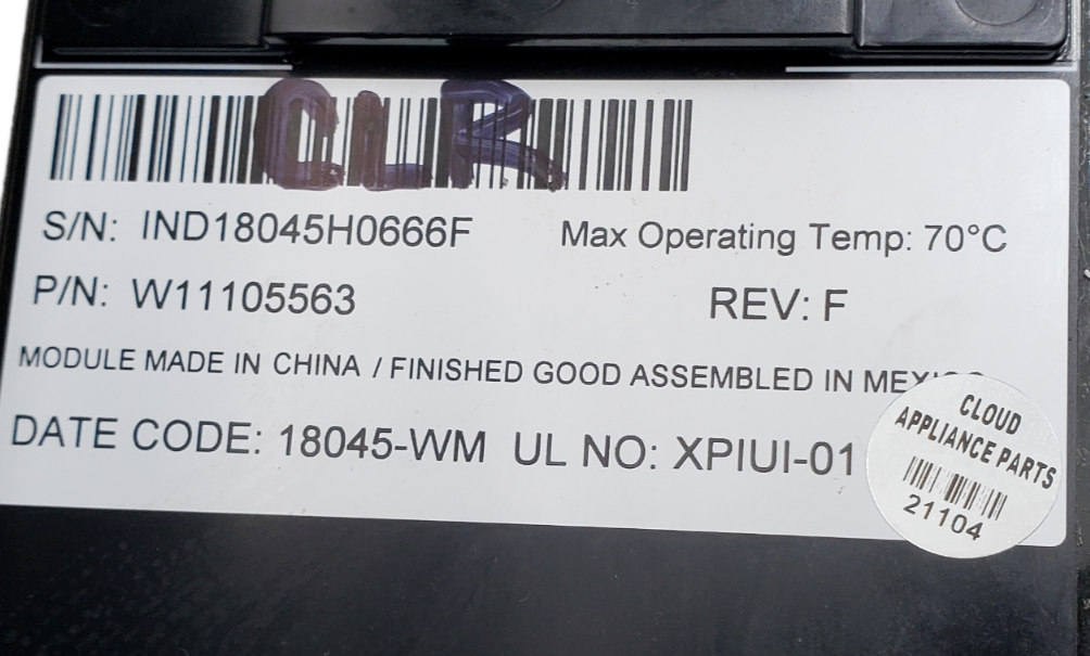 Genuine Whirlpool Oven Touch Panel W11105563 **Same Day Ship & 60 Days Warranty*