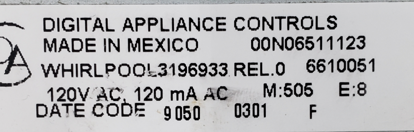 Genuine Whirlpool Range Control Board 3196933 *Same Day Ship & 60 Days Warranty*