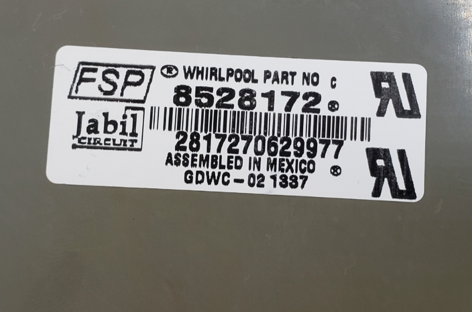 OEM Whirlpool Dishwasher Control Board 8528172 *Same Day Ship & 60 Days Warranty