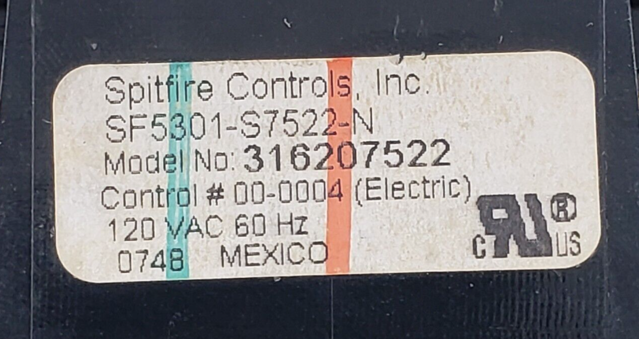 Genuine Frigidaire Range Control 316207522 Same Day Shipping & 60 Days Warranty.