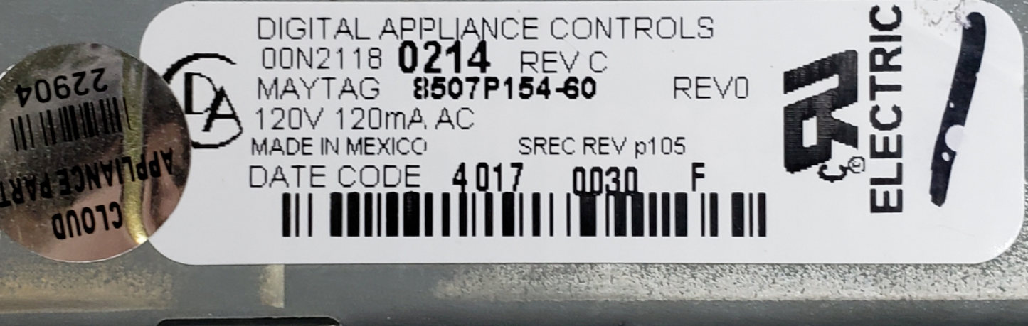 Genuine Whirlpool Oven Control 8507P154-60 *Same Day Shipping & 60 Days Warranty