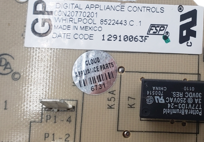Genuine Whirlpool Oven Control Board 8522443 Same Day Ship & **60 Days Warranty*