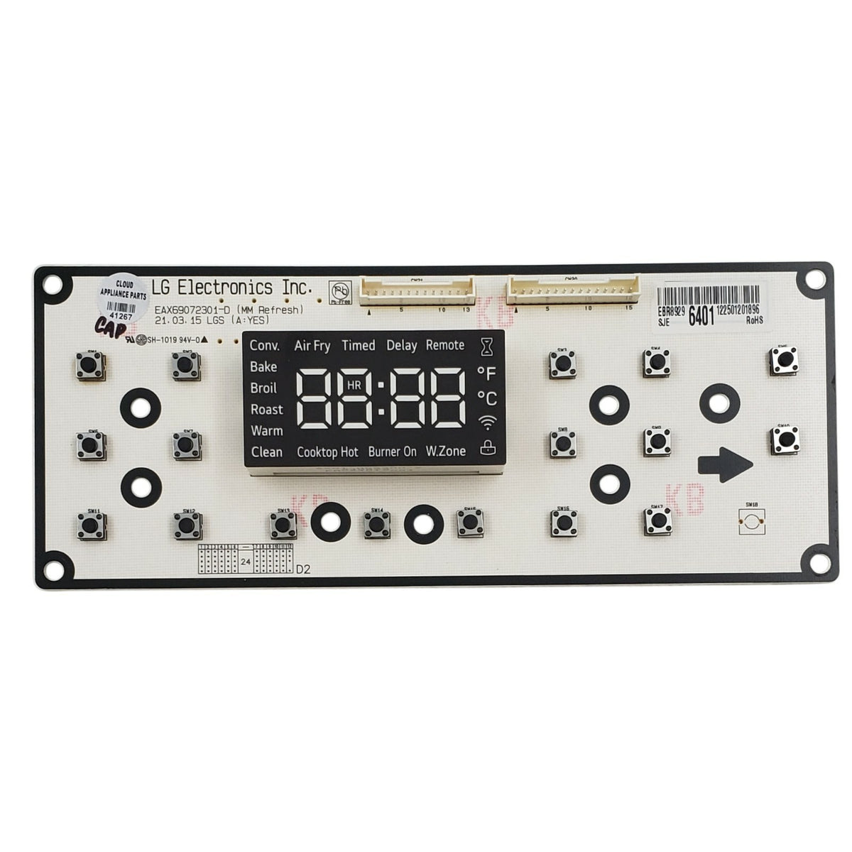 LG New Stove Display Control Board EBR89296401  Same Day Ship & 60 Days Warranty