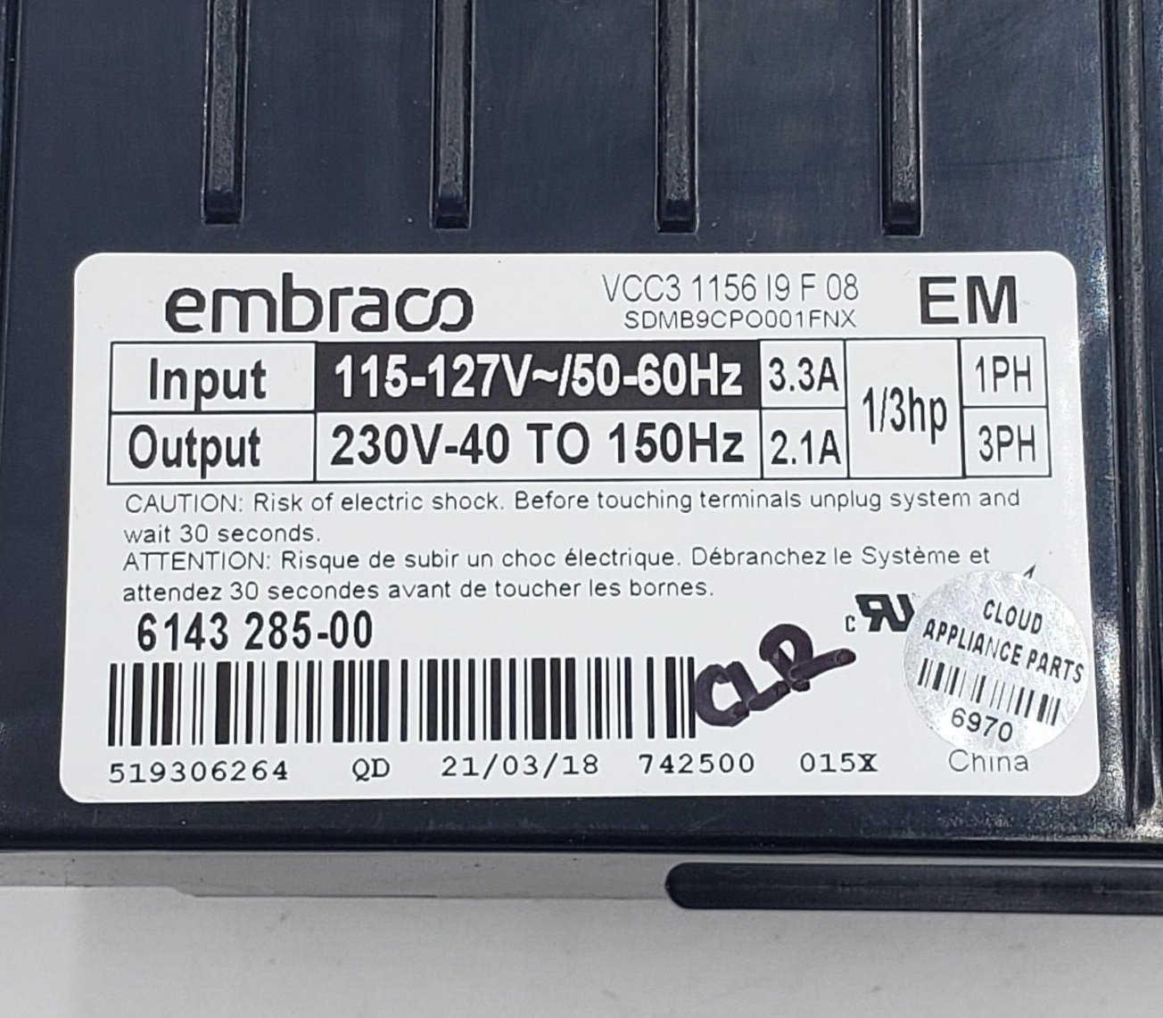 New Embraco Refrigerator Control 519306264 Same Day Shipping & 60 Days Warranty*