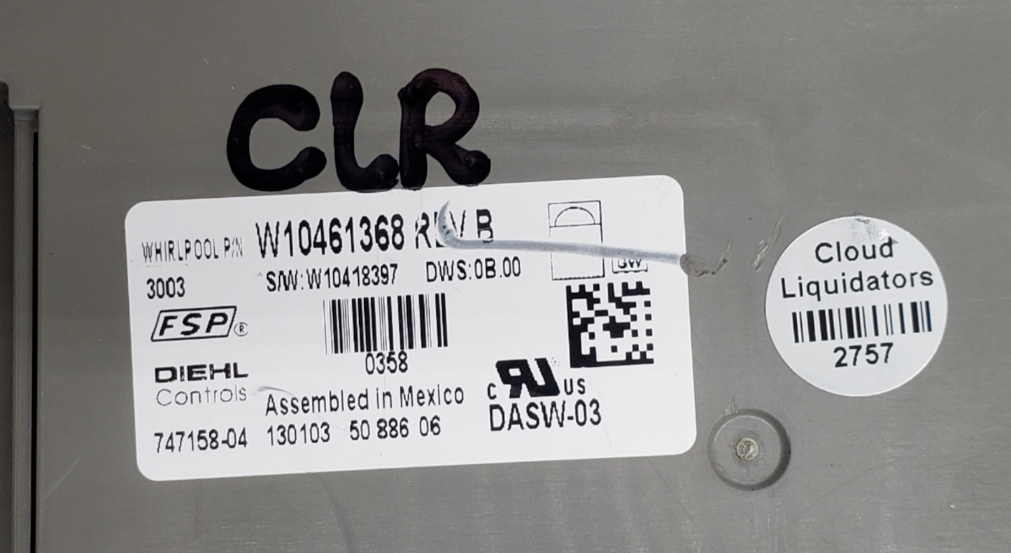Genuine Whirlpool Dishwasher Control W10461368 *Same Day Ship & 60 Days Warranty