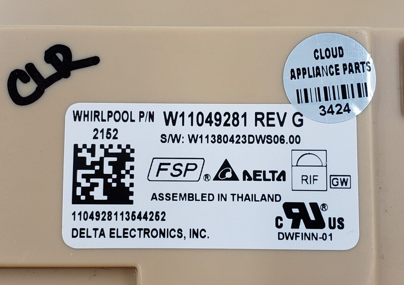 Genuine Whirlpool Dishwasher Control W11049281 Same Day Ship & 60 Days Warranty*