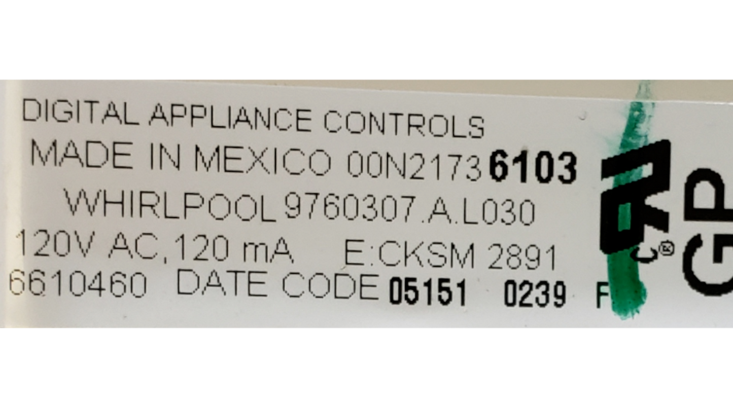 Genuine Whirlpool Range Control Board 9760307 *Same Day Ship & 60 Days Warranty*
