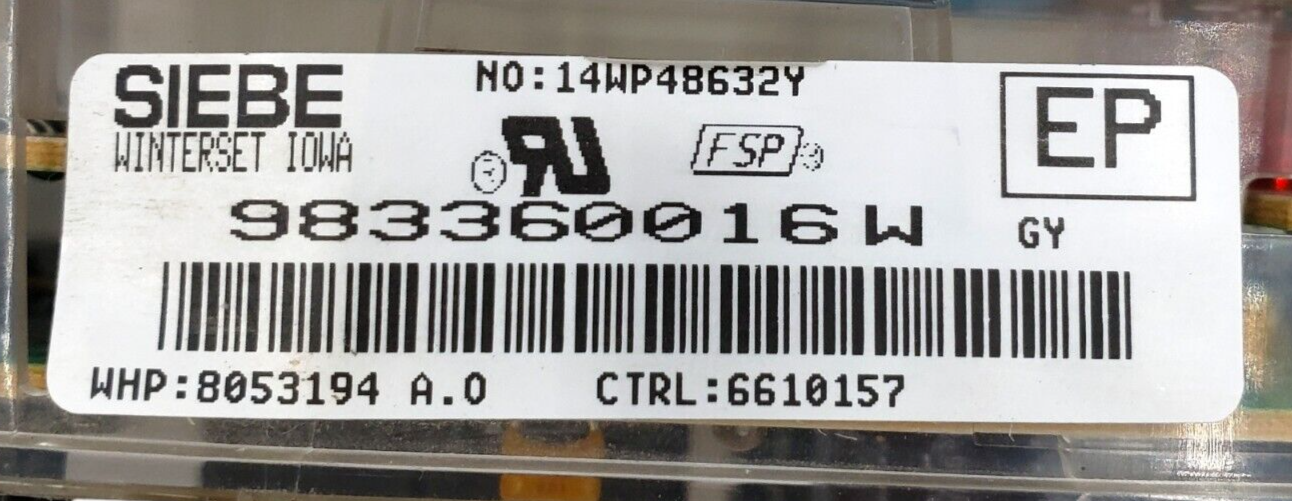 Genuine Whirlpool Range Control Board 8053194 *Same Day Ship & 60 Days Warranty*