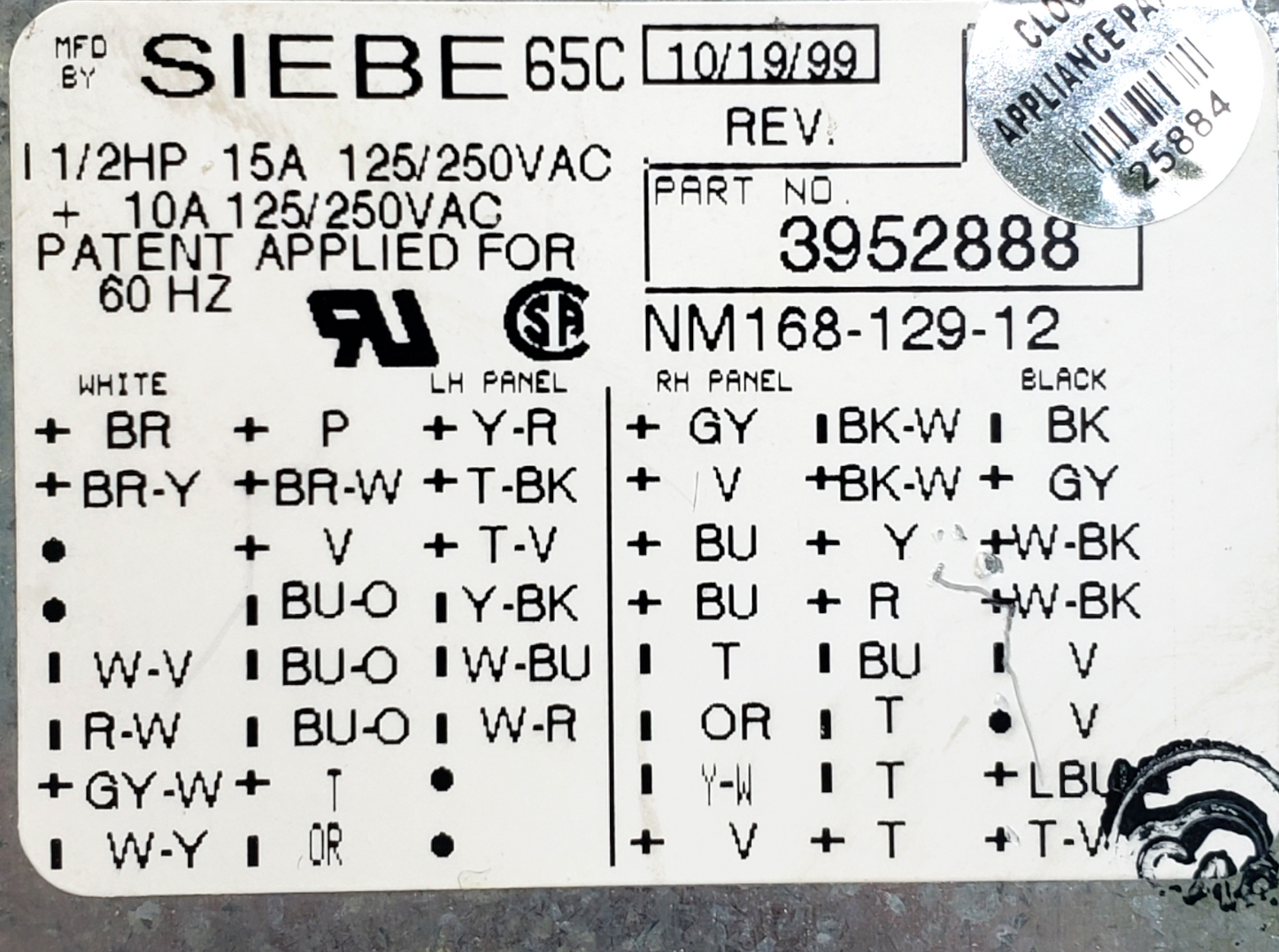 Genuine Whirlpool Washer Timer Assembly 3952888 Same Day Ship & 60 Days Warranty