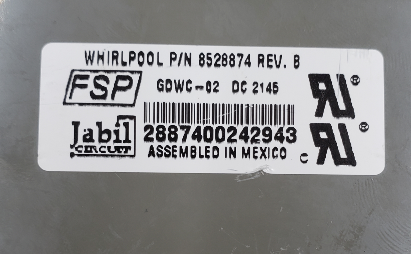 OEM Whirlpool Dishwasher Control Board 8528874 Same Day Ship & 60 Days Warranty*