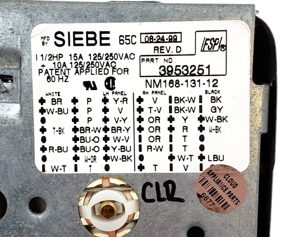 Genuine Whirlpool Washer Timer  3953251 **Same Day Shipping & 60 Days Warranty**