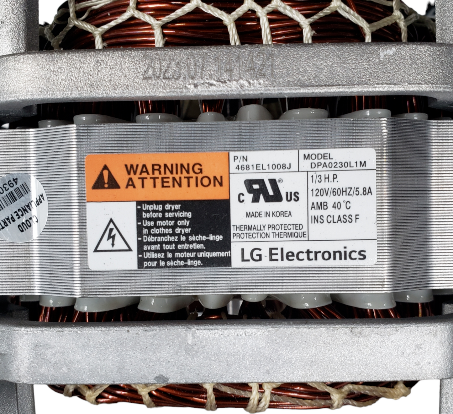 New Genuine LG Dryer Motor Assembly 4681EL1008J Same Day Ship & 60 Days Warranty