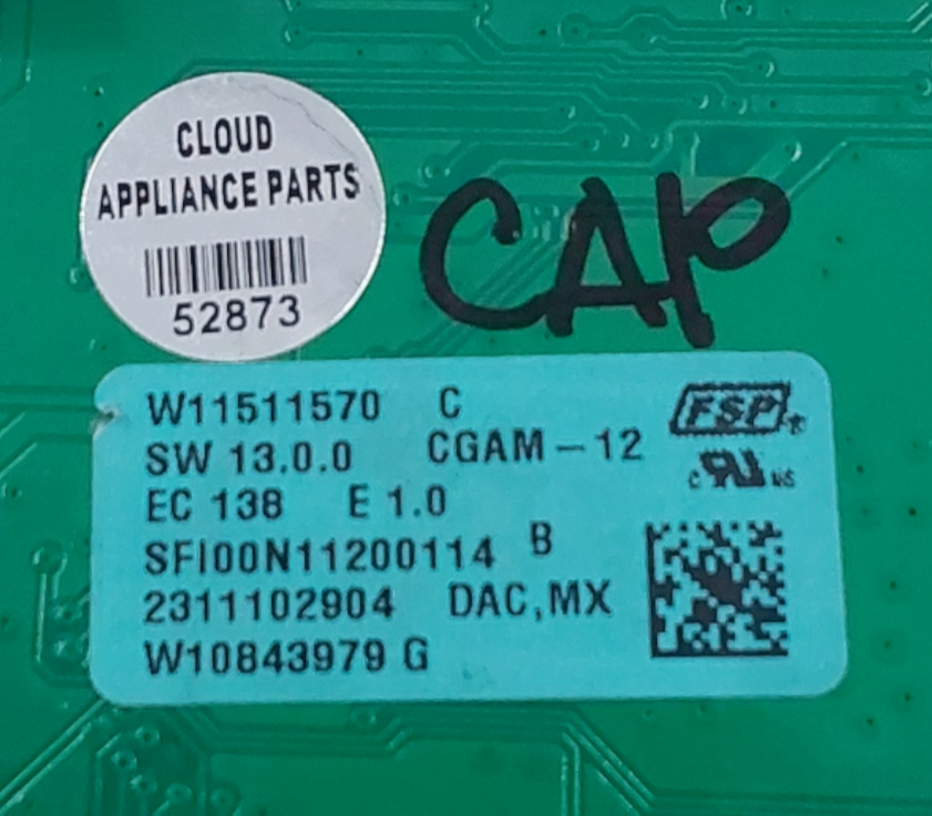 Genuine Whirlpool Range Control Board W11511570 Same Day Ship & 60 Days Warranty