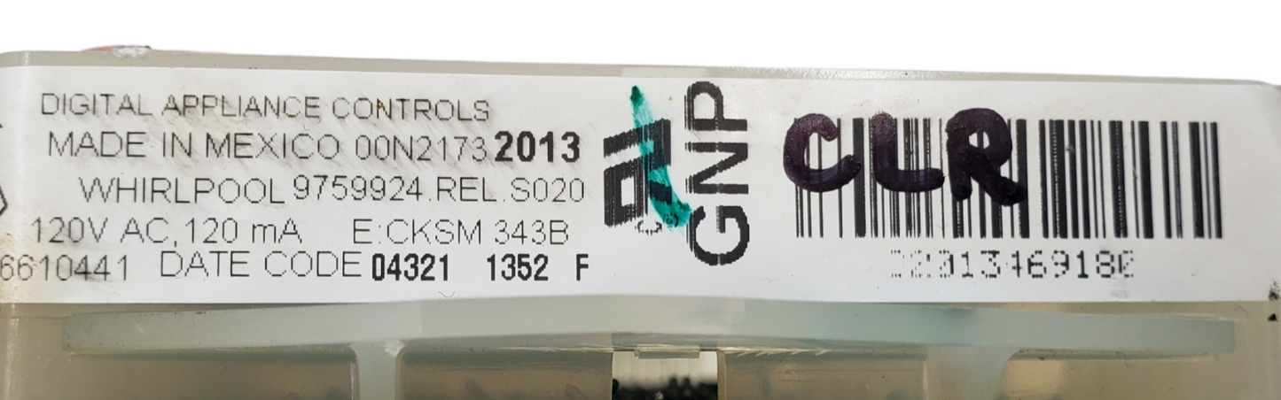 Genuine Whirlpool Oven Control Board 9759924 Same Day Ship & **60 Days Warranty*
