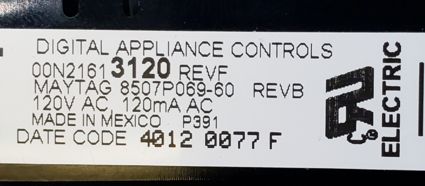 Genuine Whirlpool Range Control 8507P069-60 Same Day Shipping & 60 Days Warranty