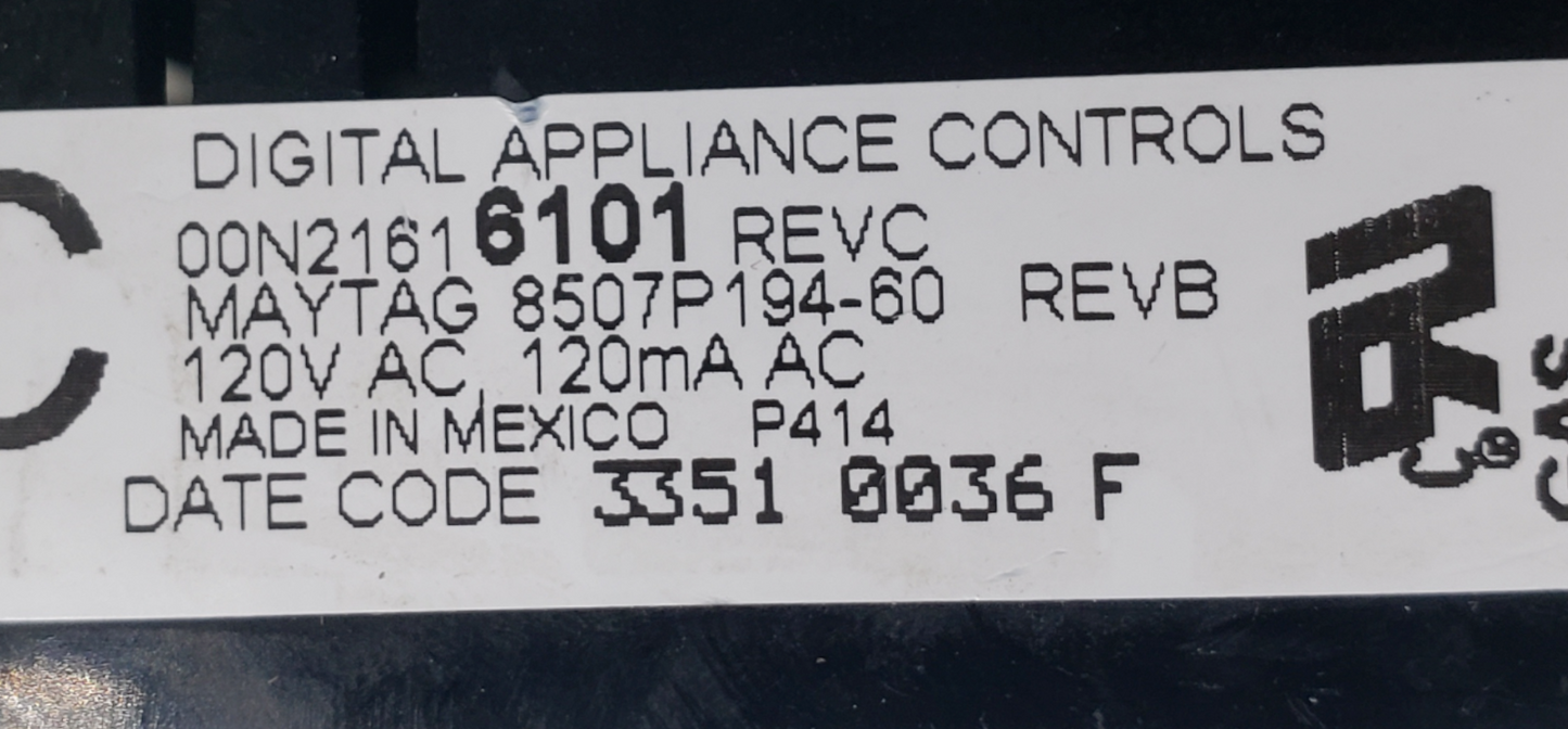 Genuine Whirlpool Range Control 8507P194-60 Same Day Shipping & 60 Days Warranty