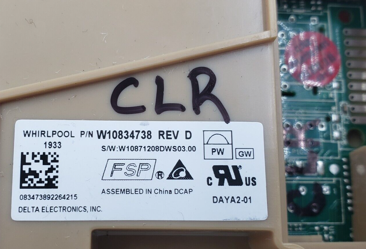 Genuine Whirlpool Dishwasher Control W10834738 Same Day Ship & 60 Days Warranty*