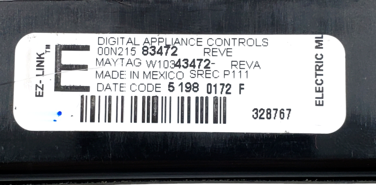 Genuine Whirlpool Range Control W10343472 *Same Day Shipping & 60 Days Warranty*