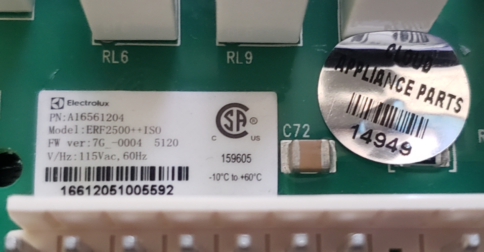 Genuine Frigidaire Refrigerator Board A16561204 Same Day Ship & 60 Days Warranty