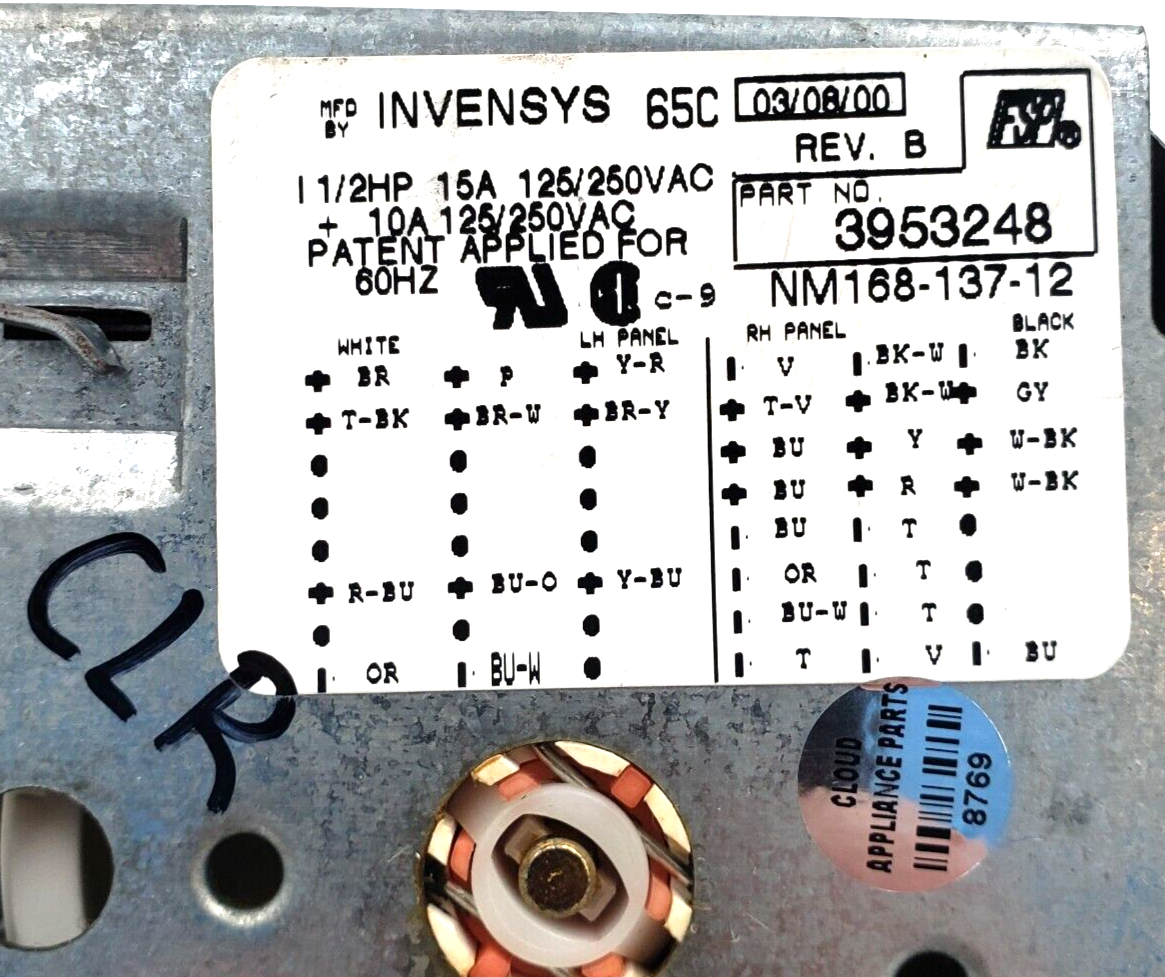 Genuine Whirlpool Washer Machine Timer 3953248 Same Day Ship & 60 Days Warranty*