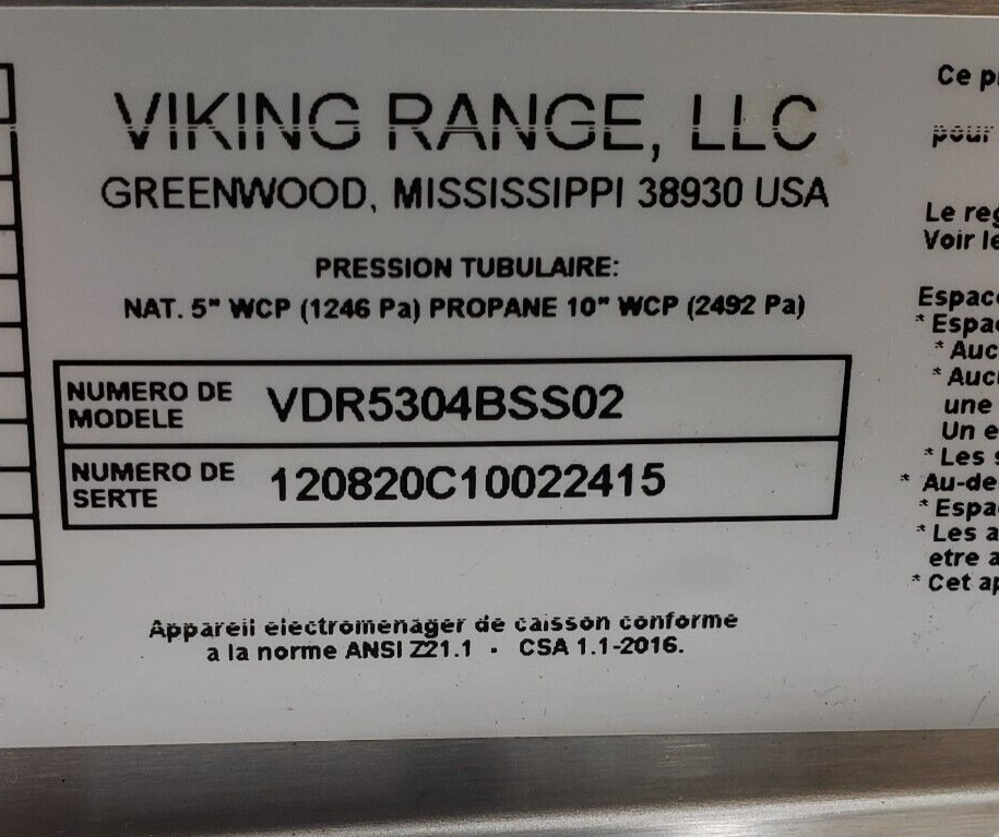 New Viking Oven Control Panel VDR5304BSS02 *Same Day Shipping & 60 Days Warranty