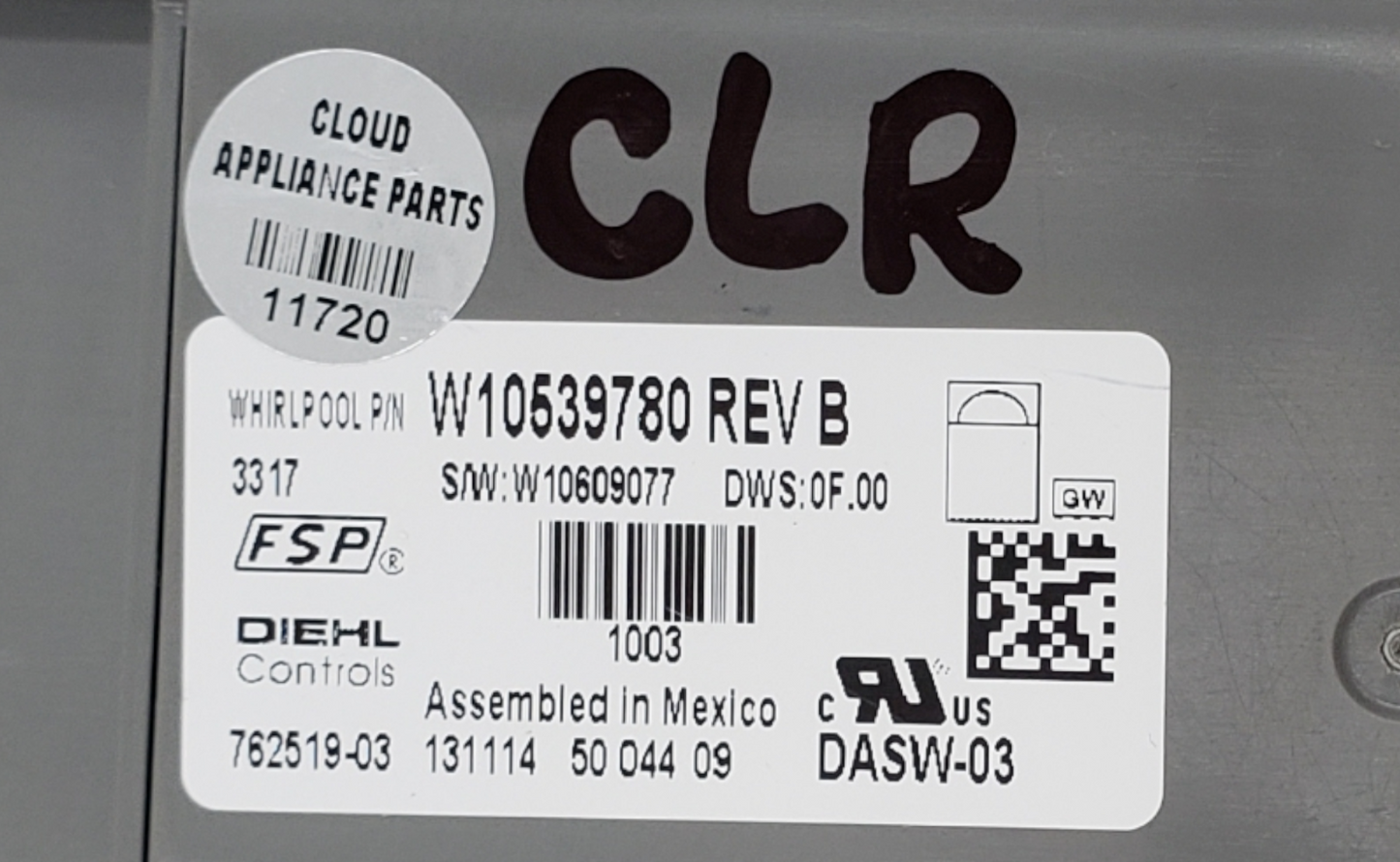 Genuine Whirlpool Dishwasher Control W10539780 *Same Day Ship & 60 Days Warranty