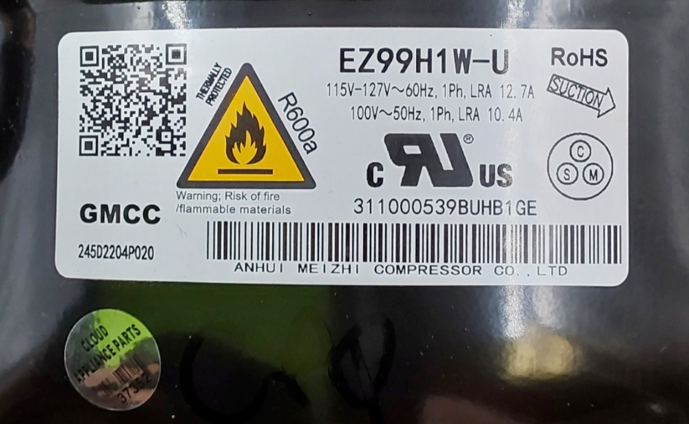 New GE Refrigerator Compressor 245D2204P020 Same Day Shipping & 60 Days Warranty