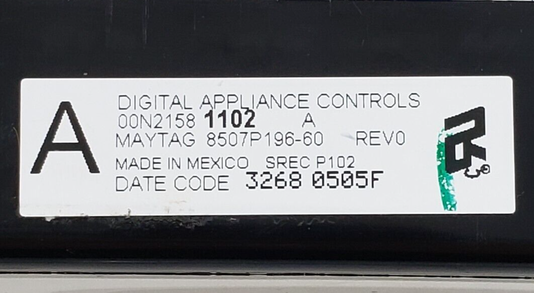 Genuine Whirlpool Range Control 8507P196-60 Same Day Shipping & 60 Days Warranty