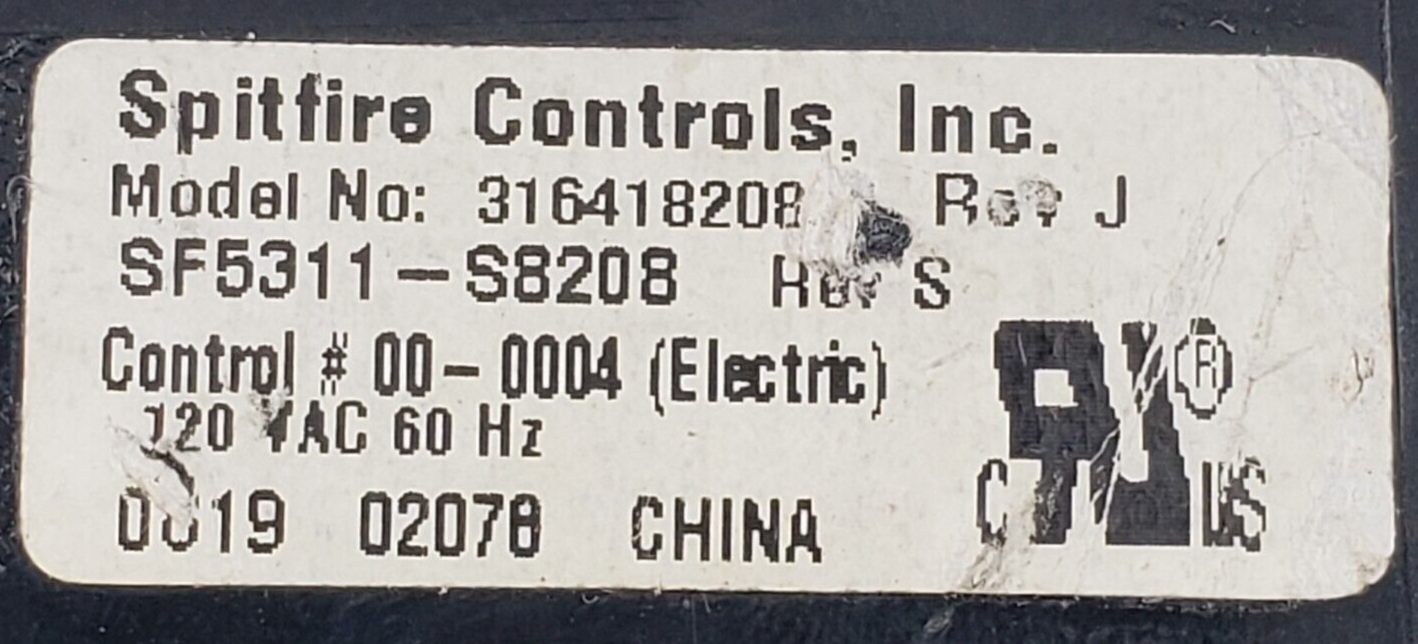 Genuine Frigidaire Range Control 316418208 Same Day Shipping & 60 Days Warranty.