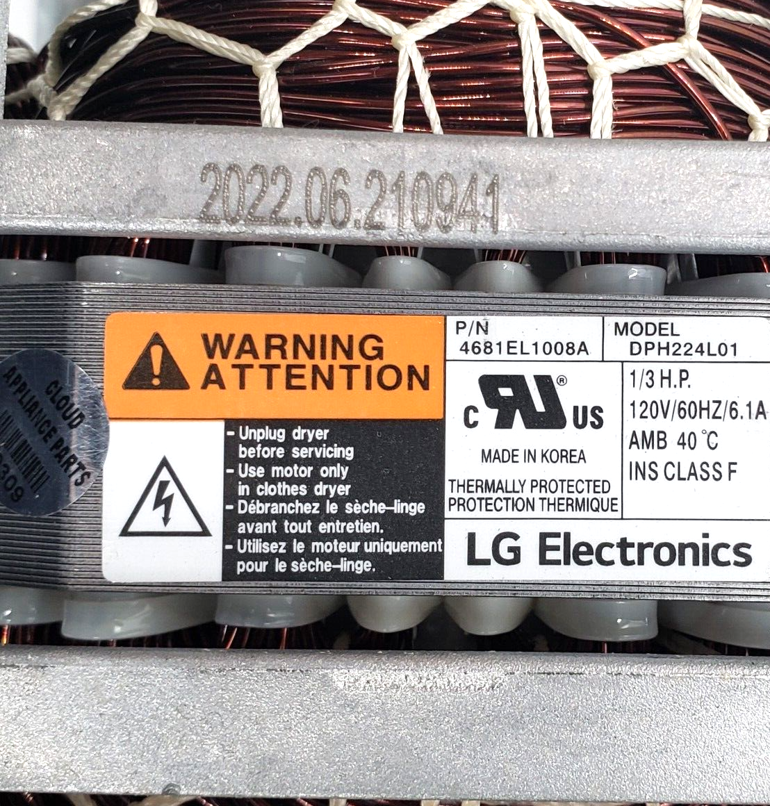 New LG Dryer Blower & motor 4681EL1008A **Same Day Shipping & 60 Days Warranty**