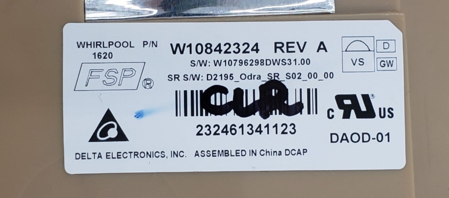 Genuine Whirlpool Dishwasher Control W10842324 *Same Day Ship & 60 Days Warranty