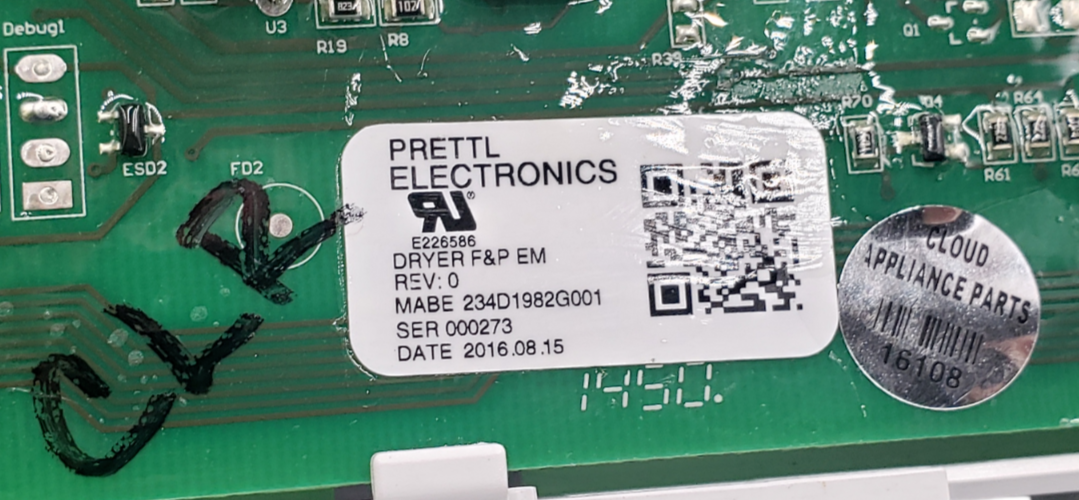 Genuine GE Dryer Control Board 234D1982G001 Same Day Shipping & 60 Days Warranty
