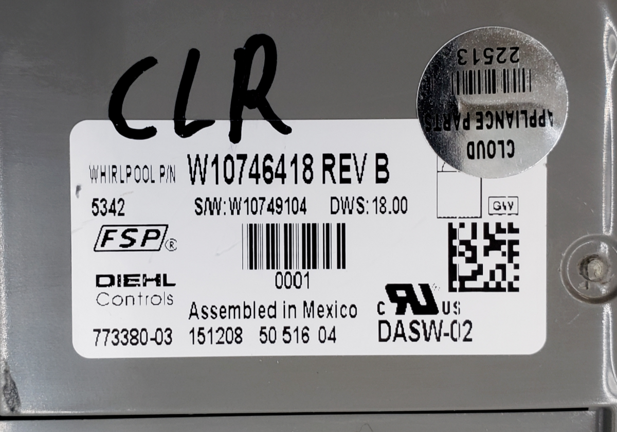Whirlpool OEM Dishwasher CTRL Board W10746418 *Same Day Ship & 60 Days Warranty*