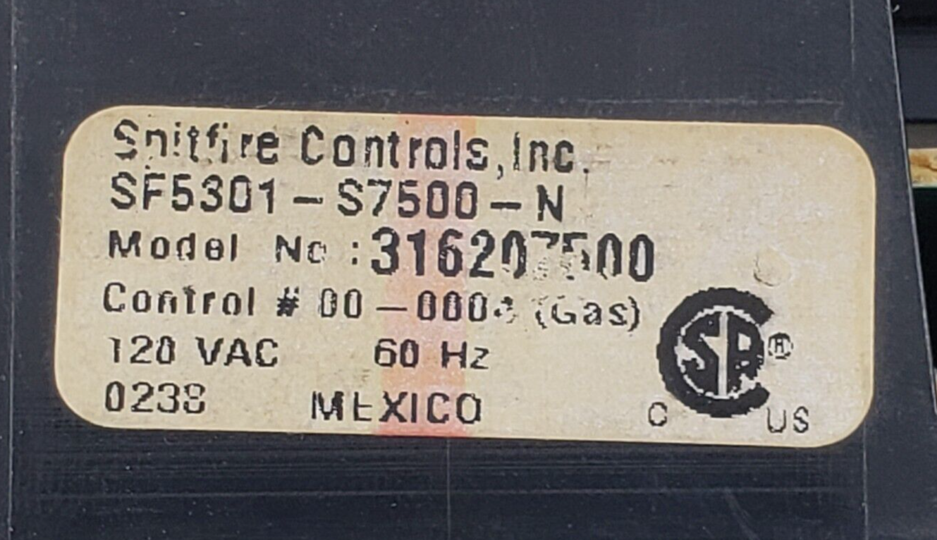 Genuine Frigidaire Range Control 316207500 Same Day Shipping & 60 Days Warranty.