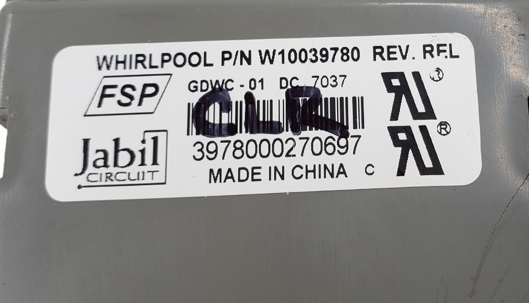 Genuine Whirlpool Dishwasher Board W10039780 **Same Day Ship & 60 Days Warranty*
