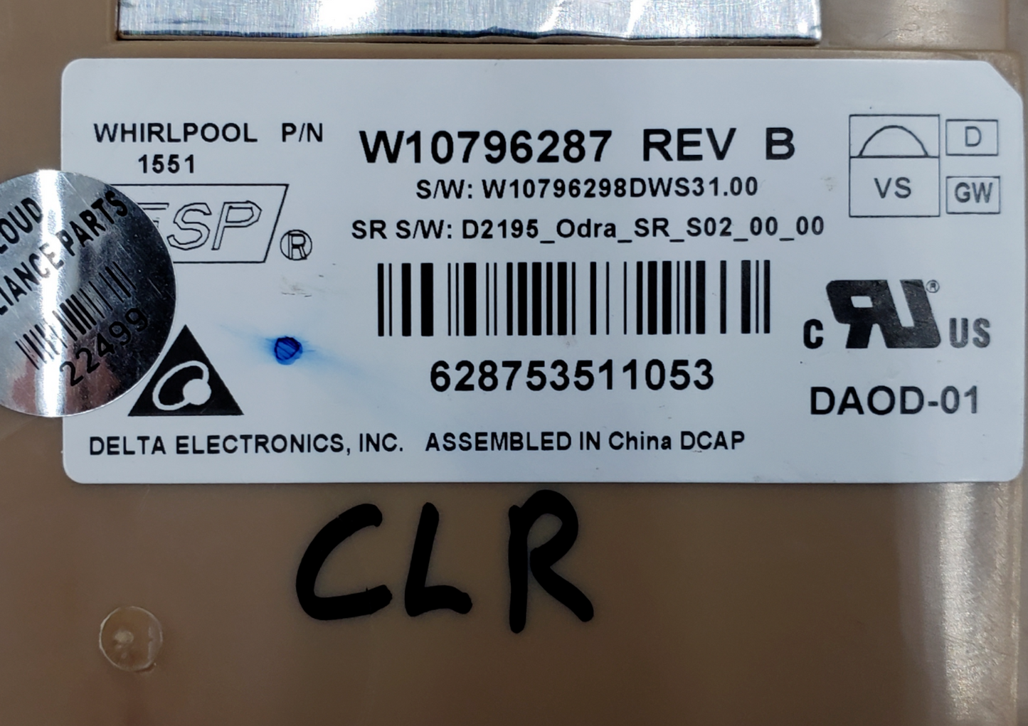 Genuine Whirlpool Dishwasher C. Board W10796287 Same Day Ship & 60 Days Warranty