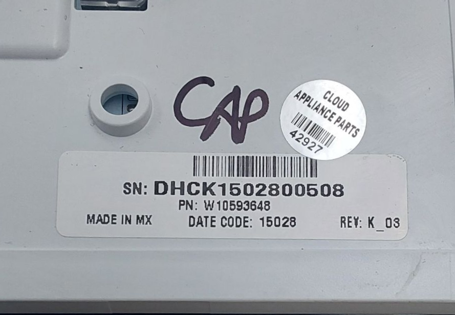 Whirlpool Genuine Dryer Control Panel W10593648 Same Day Ship & 60 Days Warranty