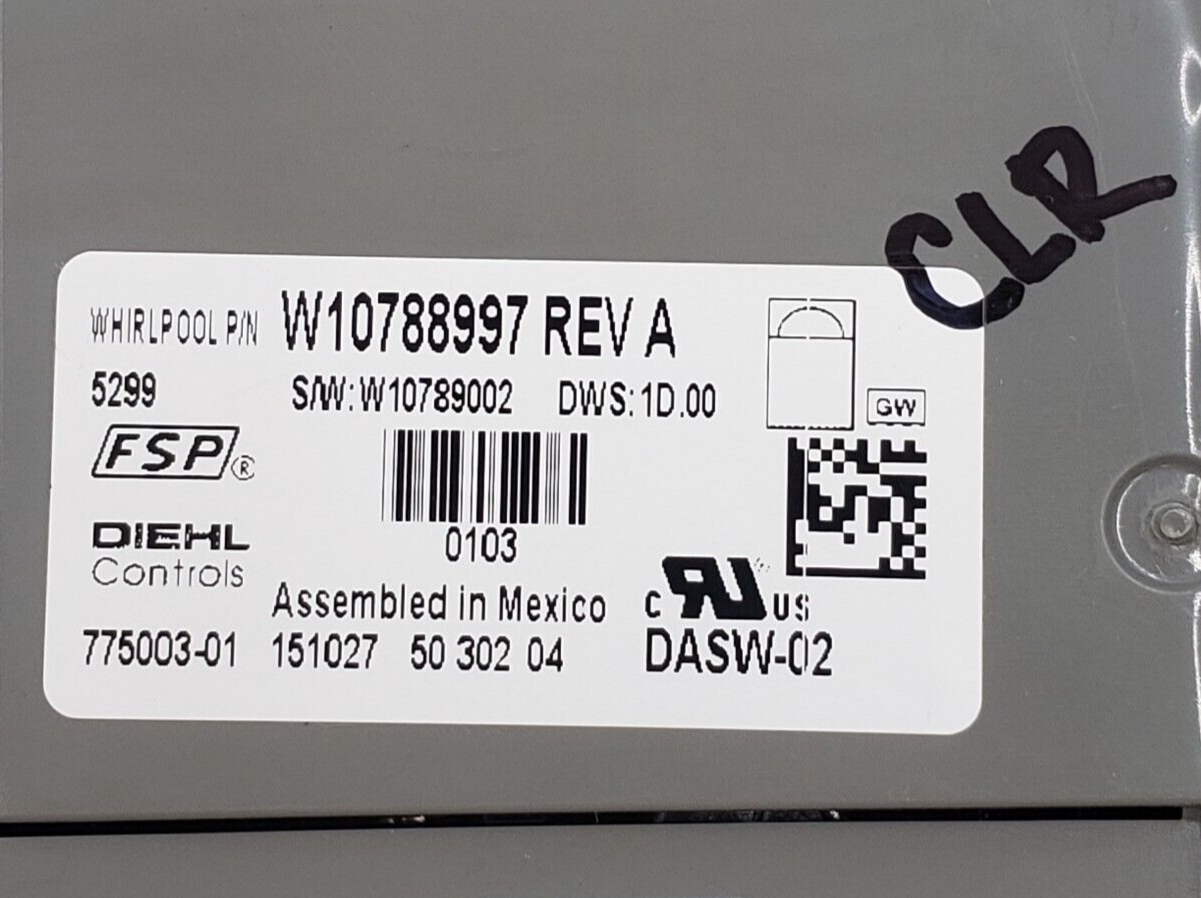 Genuine Whirlpool Dishwasher Control W10788997 Same Day Ship & 60 Days Warranty*