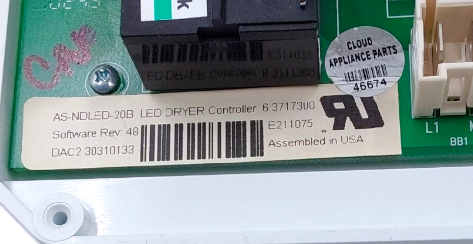 Genuine Whirlpool Dryer Control Board 63717300 Same Day Ship & 60 Days Warranty*