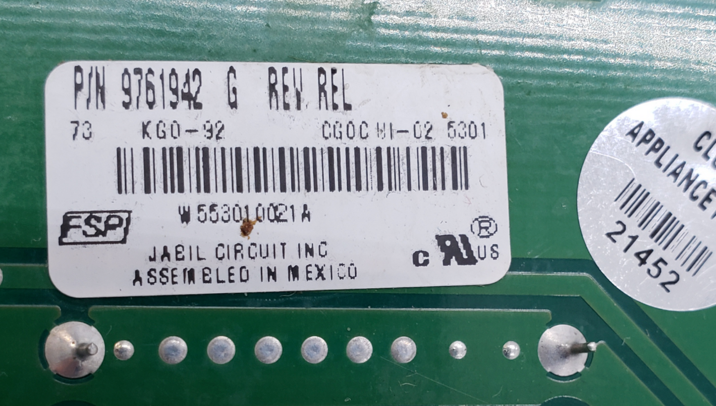 Genuine Whirlpool Range Control Board 9761942 *Same Day Ship & 60 Days Warranty*