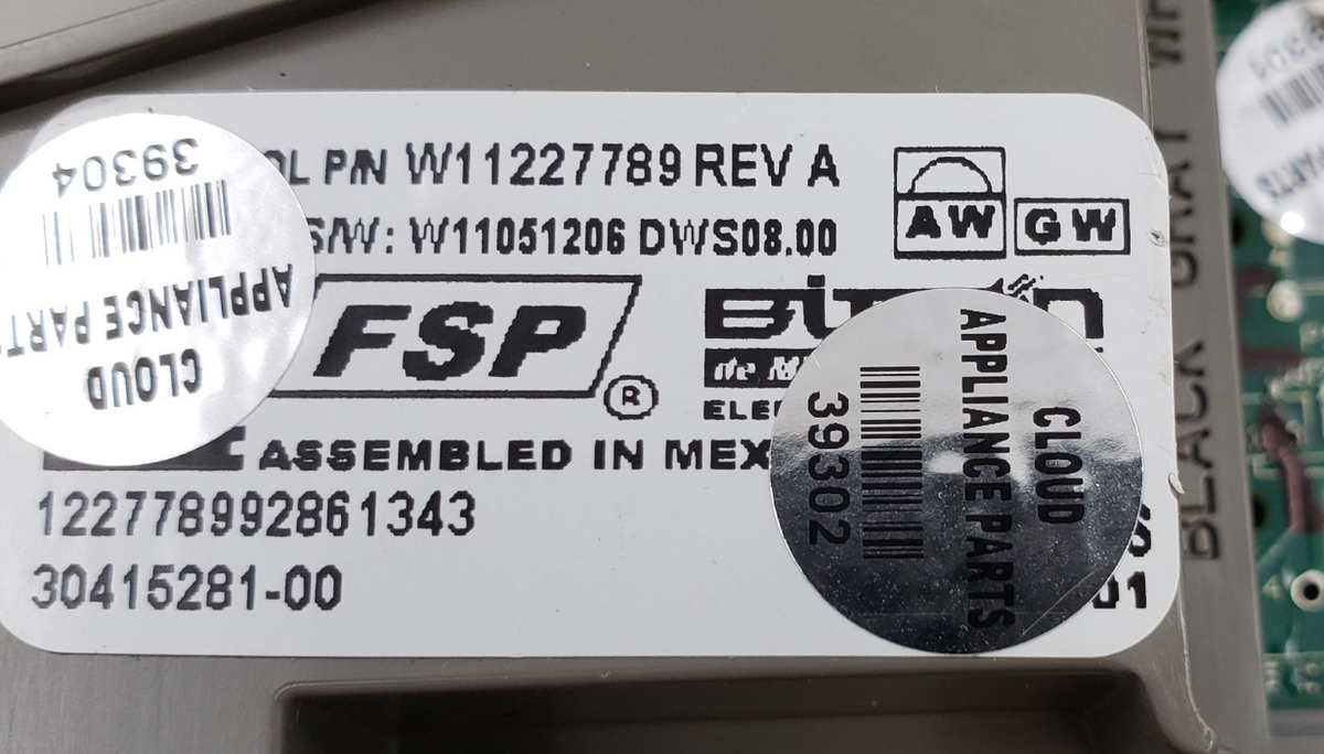 Genuine Whirlpool Dishwasher Control W11227789 Same Day Ship & 60 Days Warranty*