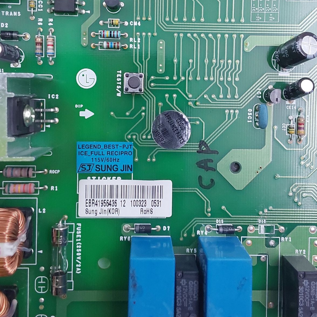 LG Genuine Fridge Control Board EBR41956436 Same Day Shipping & 60 Days Warranty