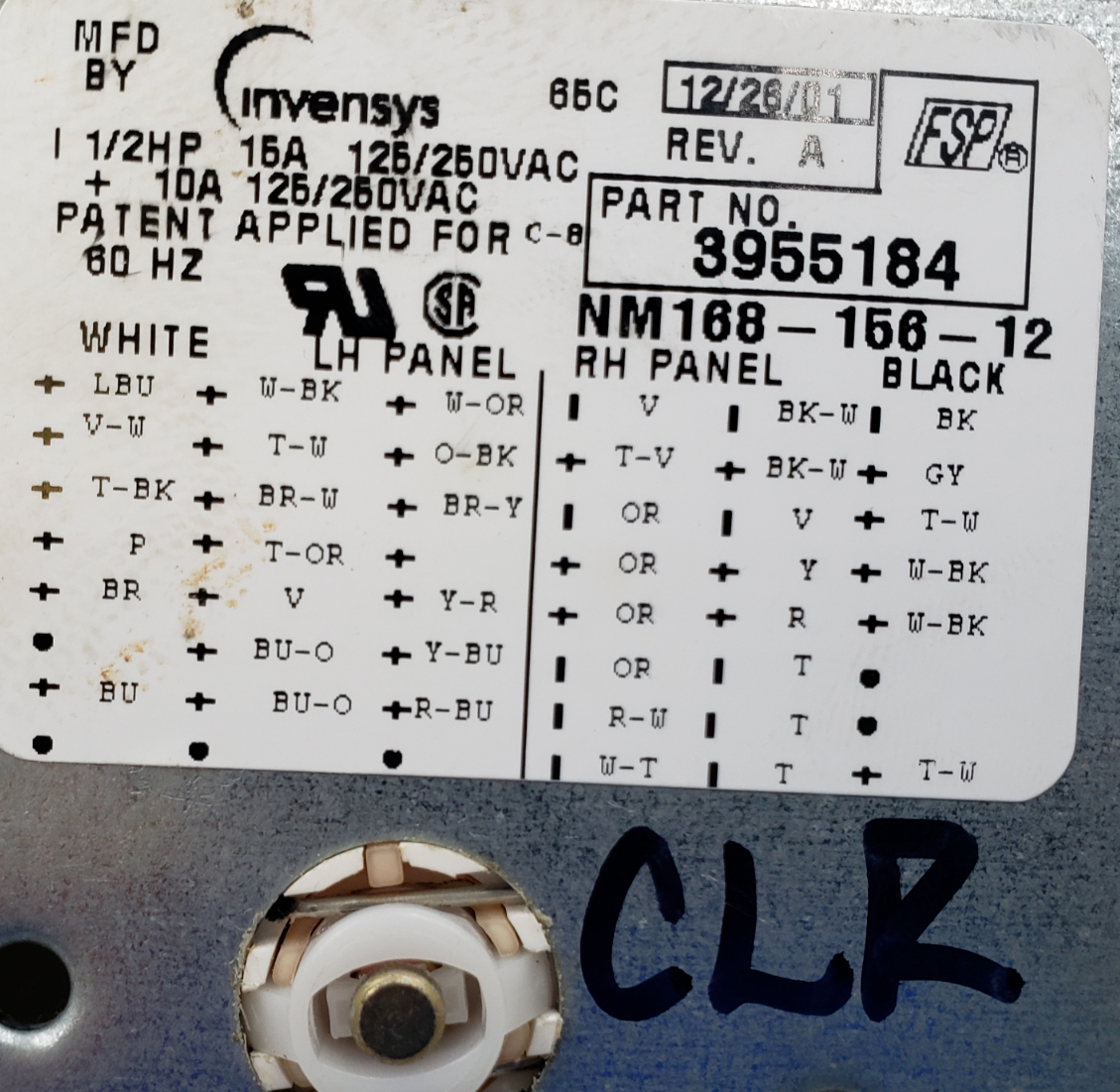 Genuine Whirlpool Washer Timer Assembly 3955184 Same Day Ship & 60 Days Warranty