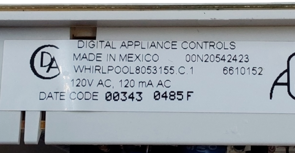 Genuine Whirlpool Range Control Board 8053155 *Same Day Ship & 60 Days Warranty*