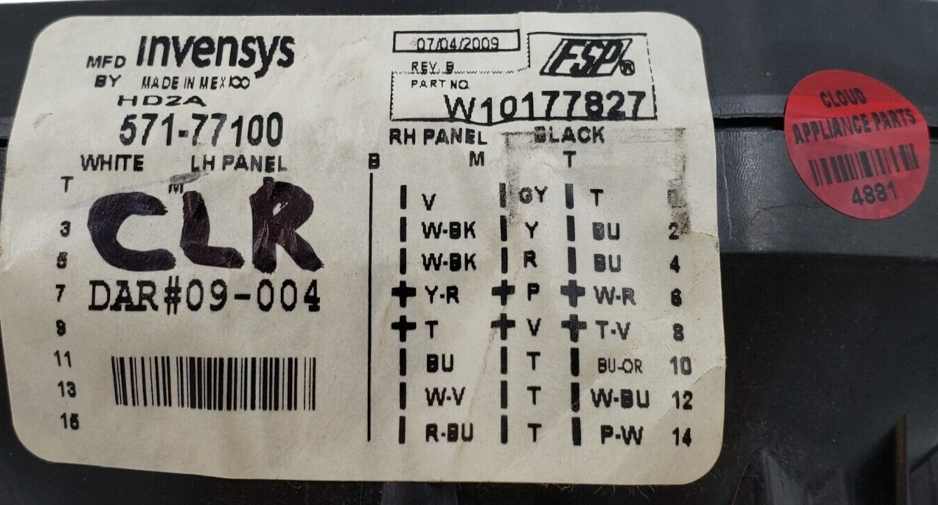 Genuine Whirlpool Washer timer W10177827 Same Day Shipping & **60 Days Warranty*