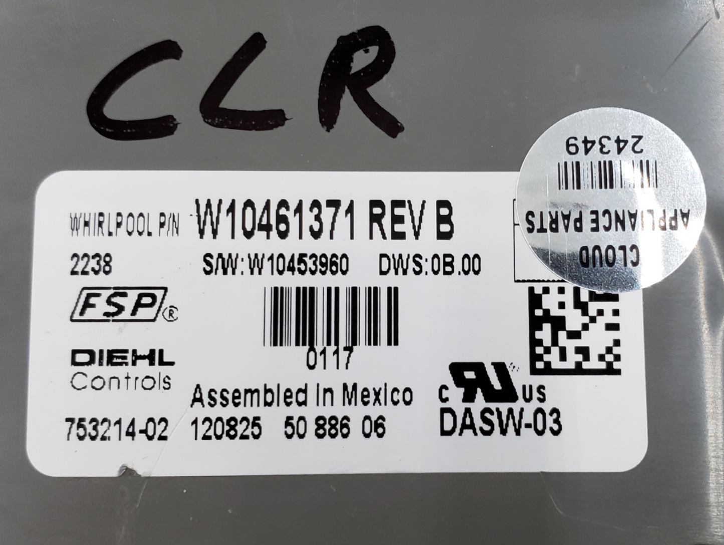Genuine Whirlpool Dishwasher C. Board W10461371 Same Day Ship & 60 Days Warranty