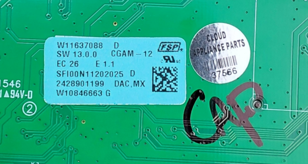 Genuine Whirlpool Range Control Board W11637088 Same Day Ship & 60 Days Warranty