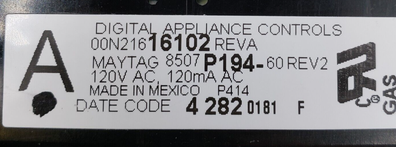 Genuine Whirlpool Range Control 8507P194-60 Same Day Shipping & 60 Days Warranty